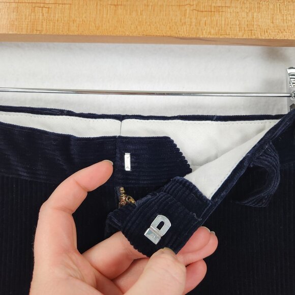 Orvis Pants Mens 34X29 Navy Blue Corduroy Straight Leg Flat Front Brisbane Moss - Picture 3 of 13